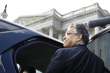 Sen. Al Franken, D-Minn., leaves the Capitol after speaking on the Senate floor, Thursday, Dec. 7, 2017, in Washington. Franken said he will resign fr