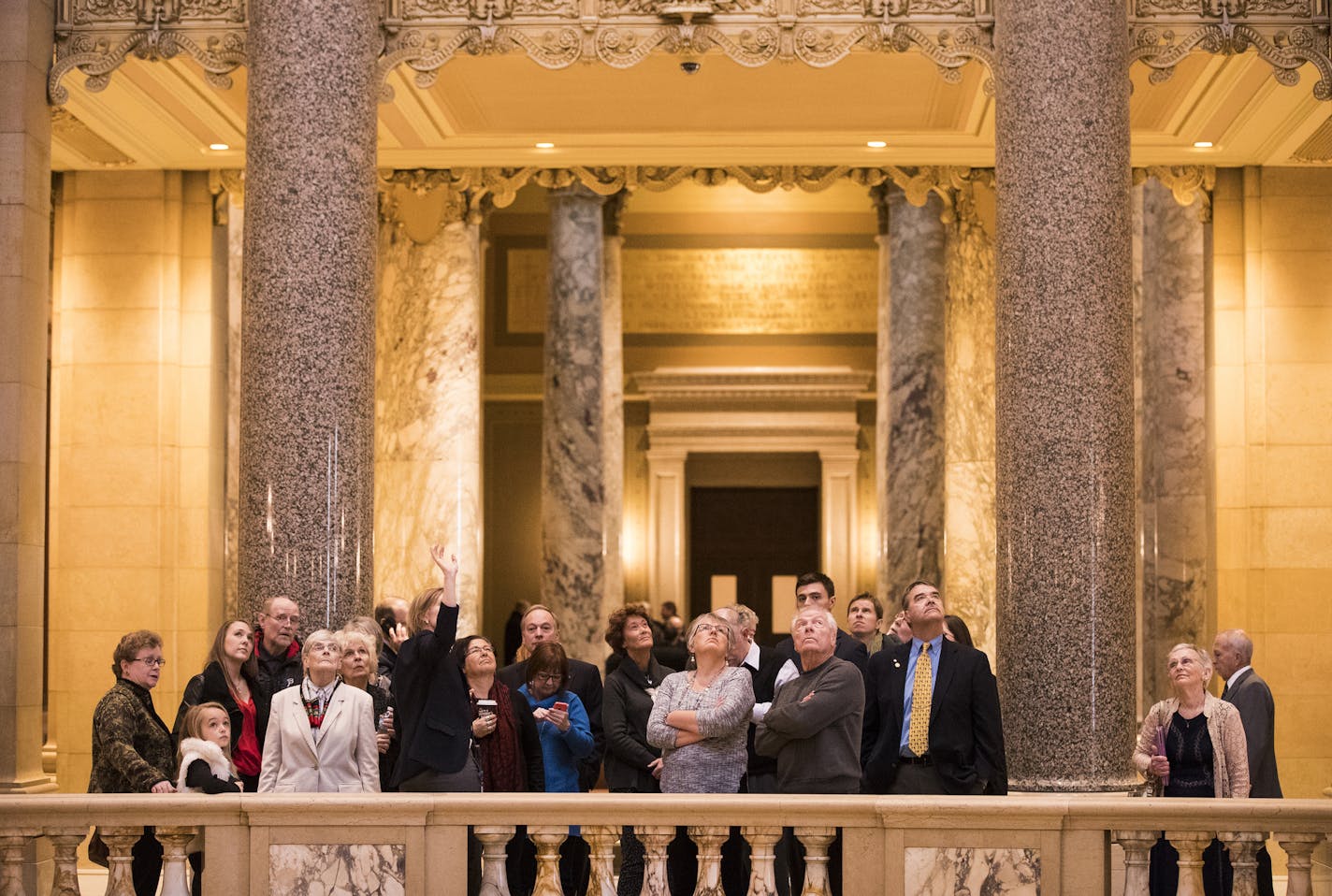 A tour group checks out the renovated rotunda. ] (Leila Navidi/Star Tribune) leila.navidi@startribune.com BACKGROUND INFORMATION: The first day of the 2017 Minnesota Legislative session on January 3, 2017 at the Minnesota State Capitol in St. Paul.