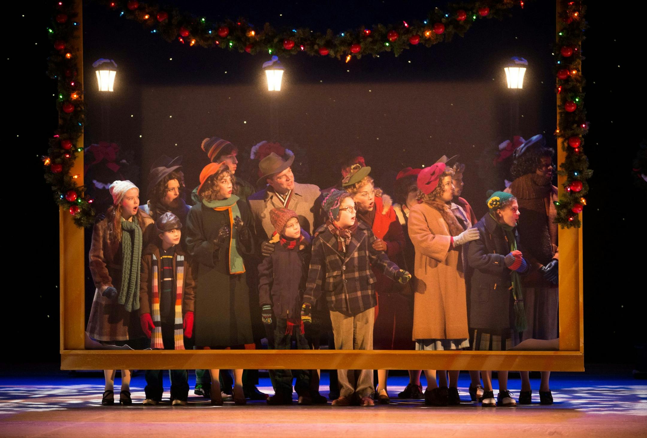 Cast and crew of the Ordway Production of "A Christmas Story: The Musical" perform in a dress rehearsal Saturday. ] AARON LAVINSKY • aaron.lavinsky@startribune.com Dress rehearsal of the Ordway Production of "A Christmas Story: The Musical" on Saturday, Nov. 29, 2014 at Ordway Theater in St. Paul.
