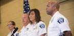 Minneapolis Police Chief Janee Harteau speaks to the media on Thursday, July 20, 2017, at the Emergency Operations Training Facility in Minneapolis. S