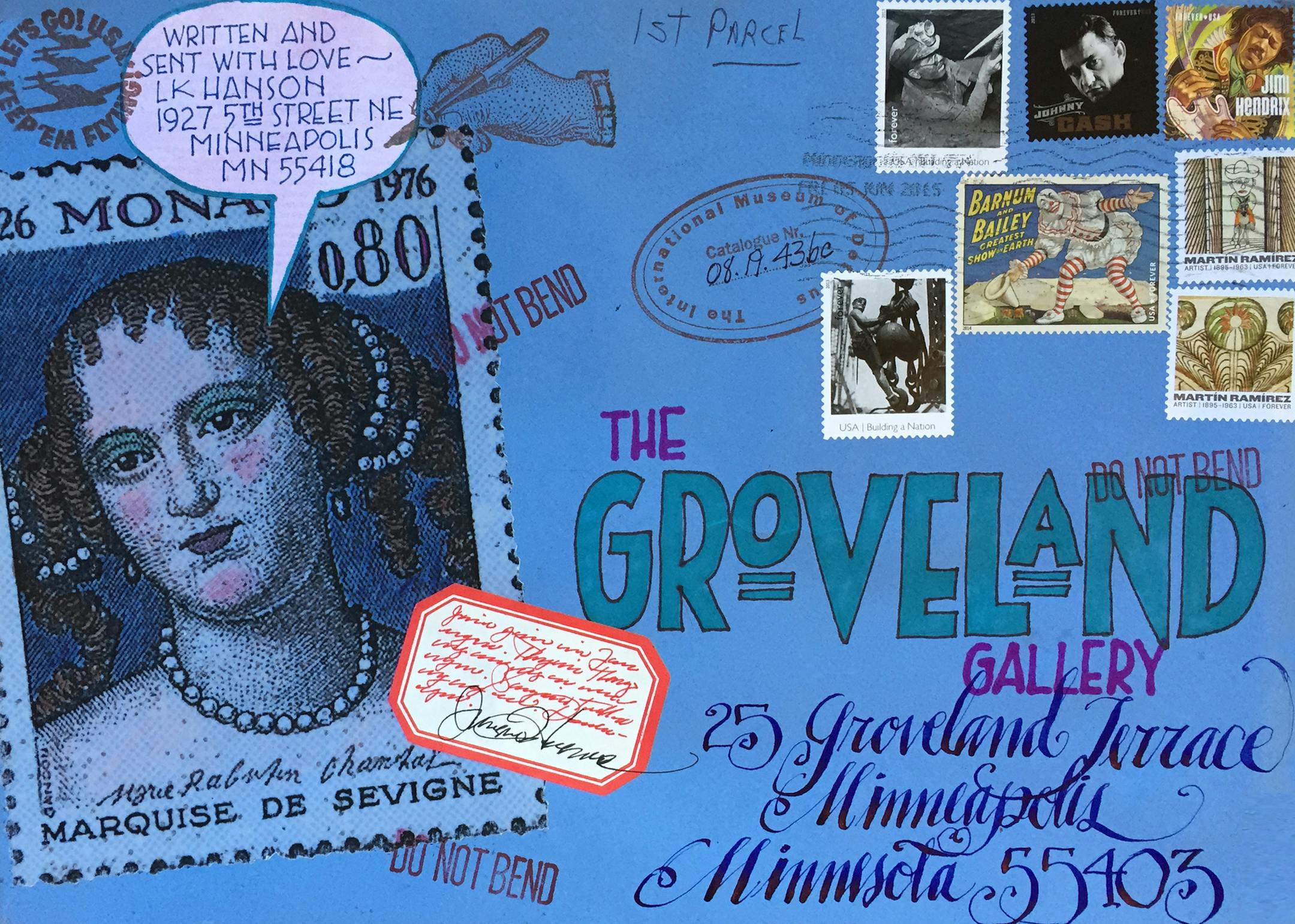 Provided by Groveland Gallery L.K. Hanson&#xed;s envelope for "Love Letters" exhibit.