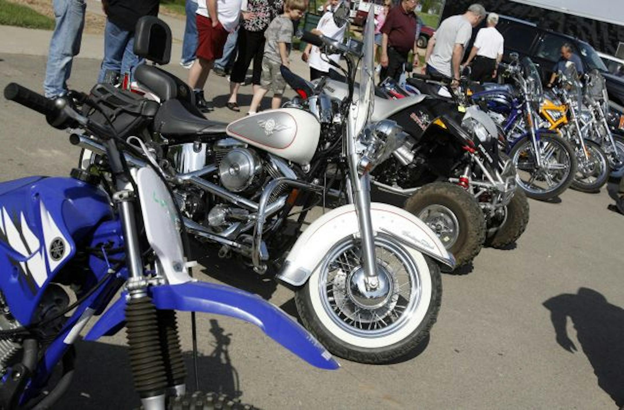 Six motorcycles including five Harley Davidsons.