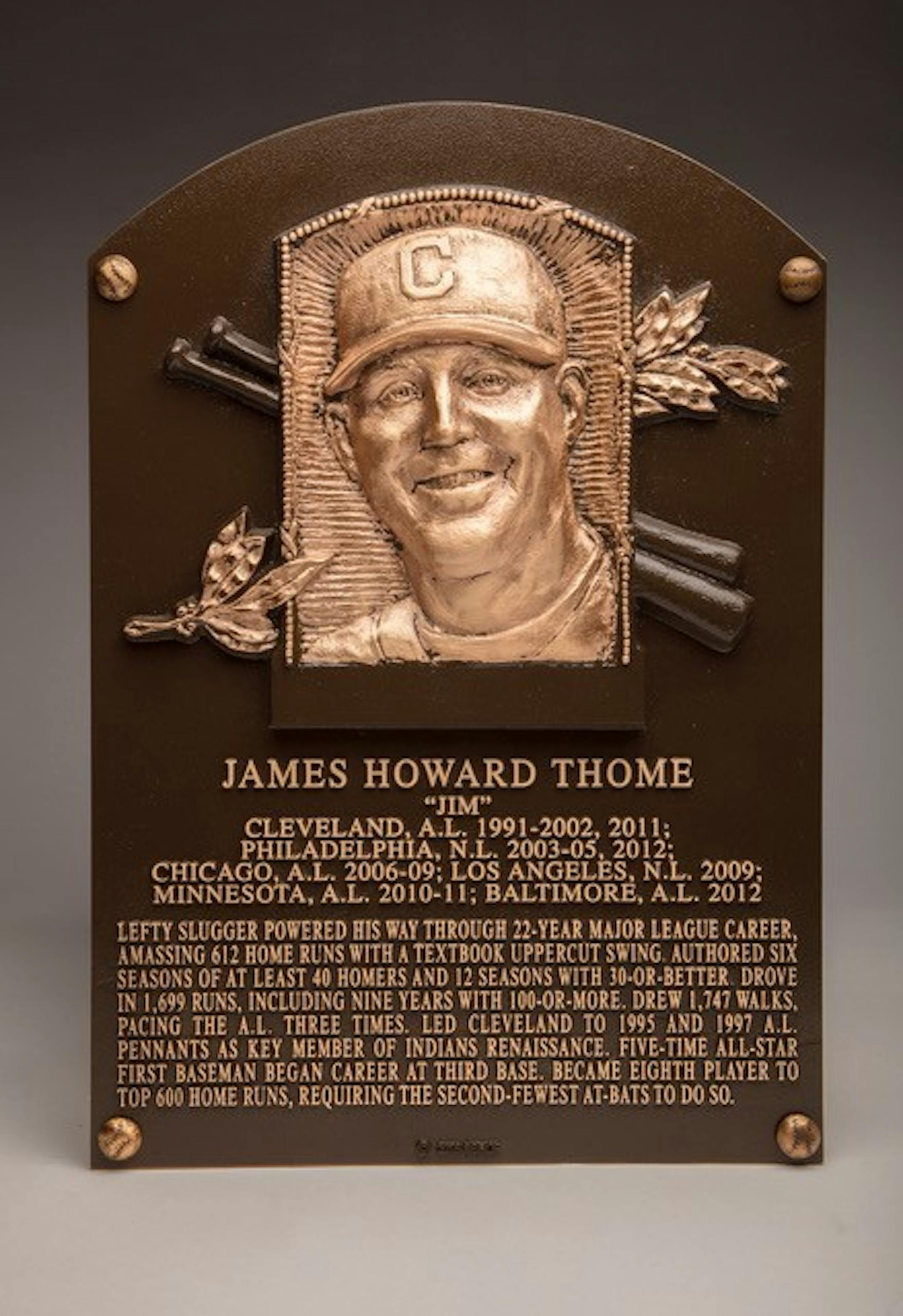 Jim Thome's Hall of Fame plaque in Cooperstown, N.Y.