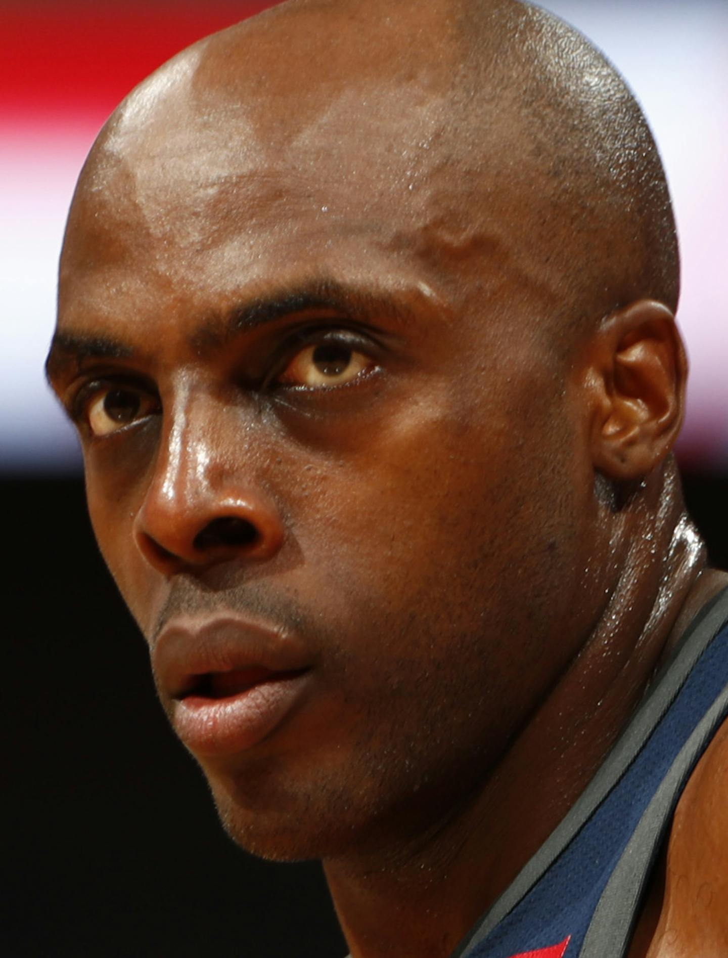 Detroit Pistons forward Anthony Tolliver (43) in the second half of an NBA basketball game Thursday, March 15, 2018, in Denver. The Nuggets won 120-113. (AP Photo/David Zalubowski) ORG XMIT: OTKDZ237