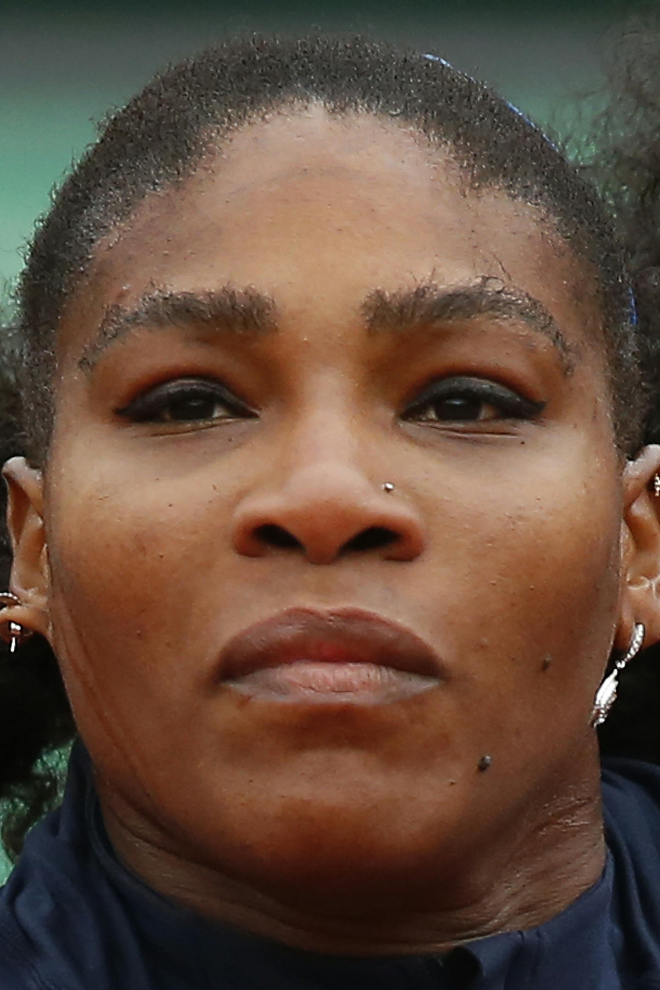 Serena Williams of the U.S. returns the ball in the quarterfinal match of the French Open tennis tournament against Kazakhstanís Yulia Putintseva at the Roland Garros stadium in Paris, France, Thursday, June 2, 2016. (AP Photo/Michel Euler)