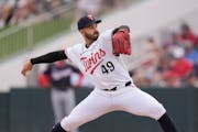 Twins starter Pablo López delivers against the Washington Nationals in a spring training game Sunday at Fort Myers, Fla.  López gave up four runs (t