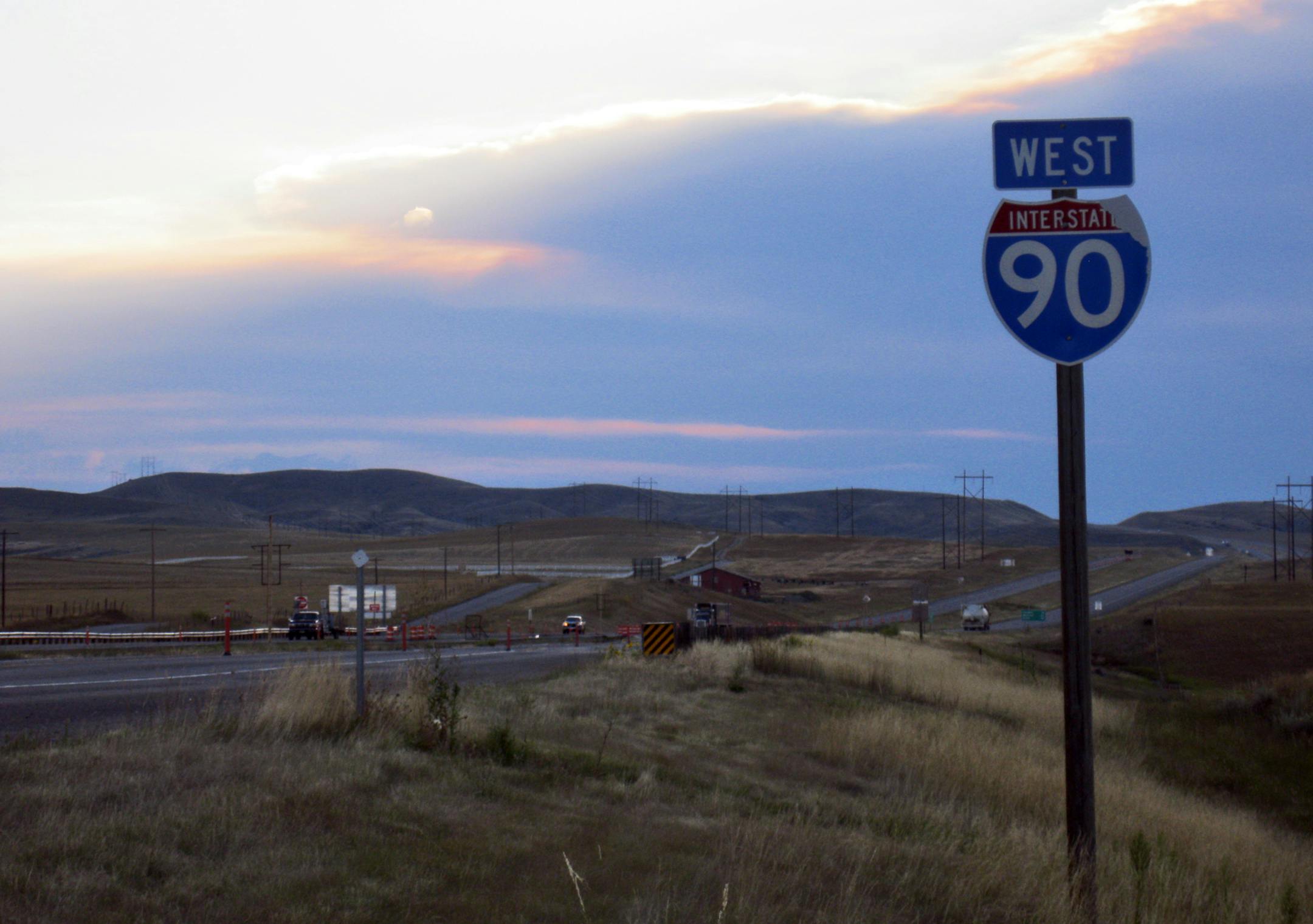 An evening storm approached on Interstate 90 in Montana during the author’s weeklong hitchhiking adventure.
