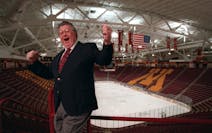 Al Shaver hammed it up for the cameras while broadcasting Gophers games in 1996.