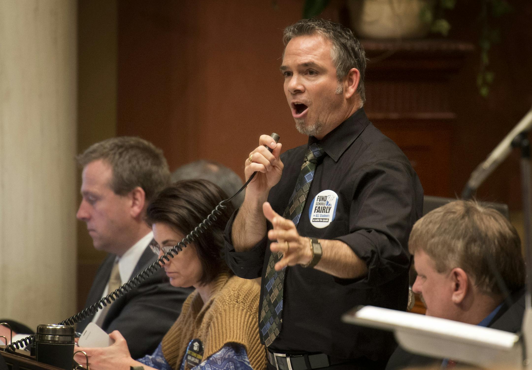 Rep. Joe McDonald, R-Delano, offered an amendment to the K-12 education bill that would shift funding to school lunch programs because federal mandates for more fruit and vegetables were causing lots of food to be thrown out. The amendment was defeated. Tuesday, April 23, 2013. ] GLEN STUBBE * gstubbe@startribune.com