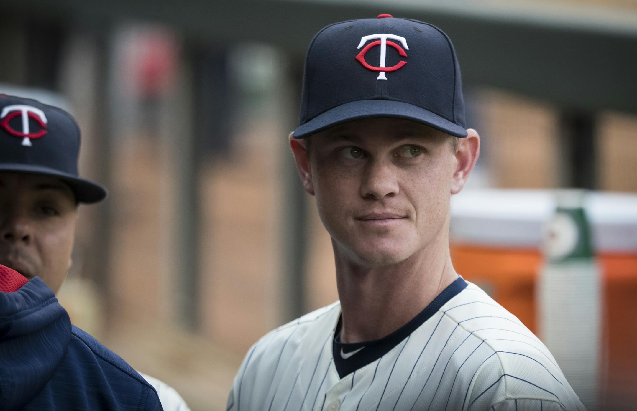James Beresford, who just got called up by the Twins from the minor leagues, in the dugout before the game. ] RENEE JONES SCHNEIDER • renee.jones@startribune.com The Twins hosted the Kansas City Royals at Target Field in Minneapolis, Minn. on Wednesday, September 7, 2016.