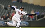 Twins third baseman Willians Astudillo fielded a grounder by Toronto Blue Jays shortstop Freddy Galvis for a first inning out.