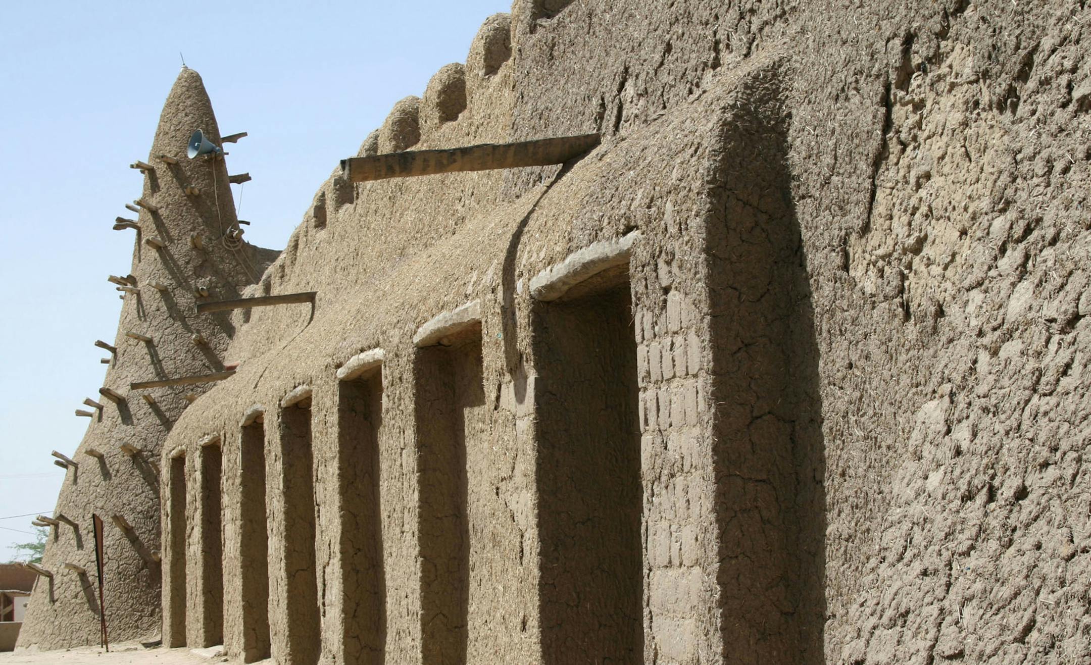 Timbuktu, the centuries-old Malian center of Islamic learning on the southern edge of the Sahara desert, is rebuilding after Islamist militants razed some of its most revered shrines built in the 14th and 15th centuries. Shown, the minaret of the Dyingereyber mosque in Timbuktu in 2007. Illustrates TIMBUKTU (category i) by Francois Rihouay ¬© 2014, Bloomberg News. Moved Saturday, April 5, 2014. (MUST CREDIT: Bloomberg News photo by Alex Morales).