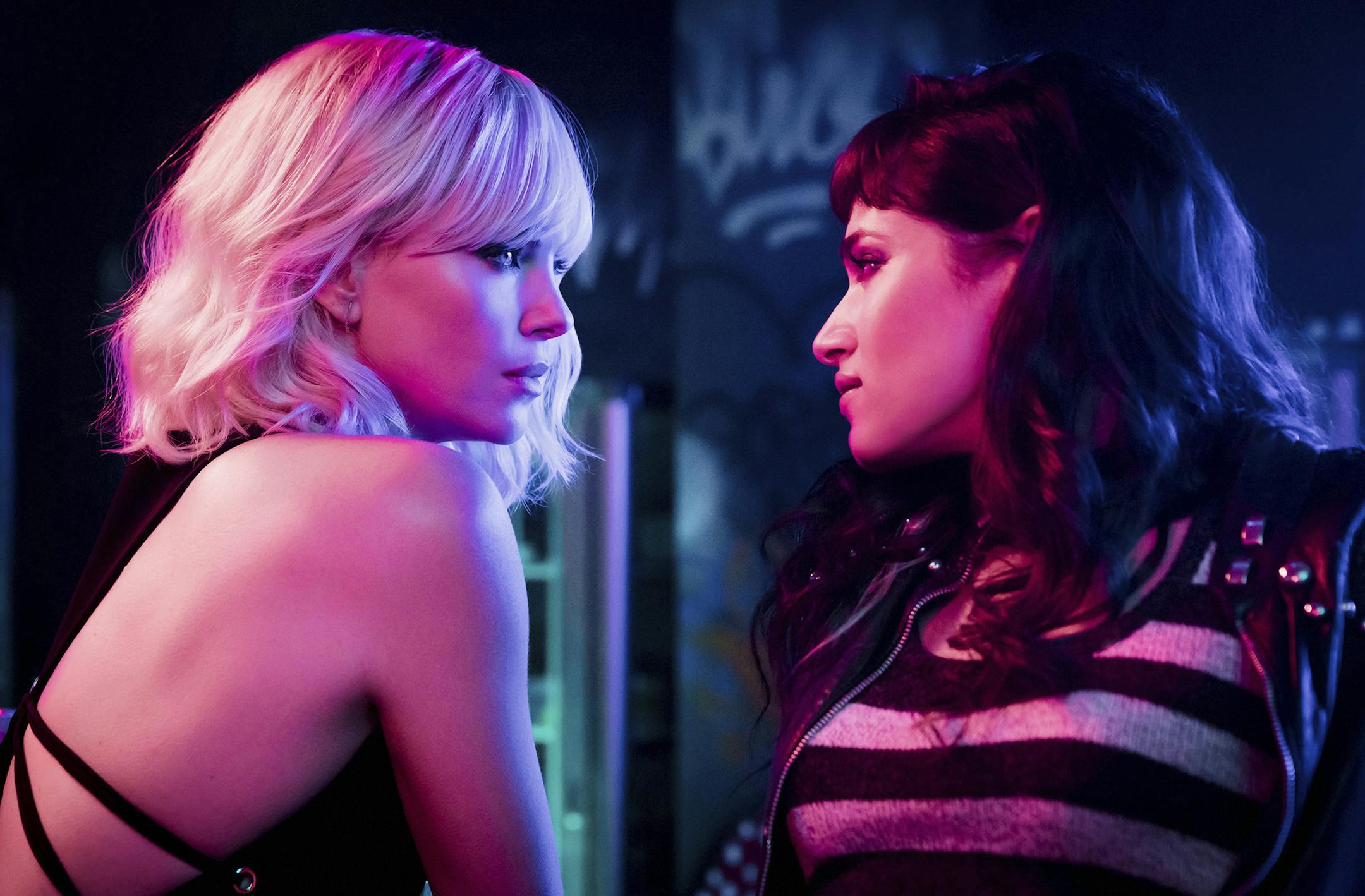 Charlize Theron and Sofia Boutella in "Atomic Blonde."
