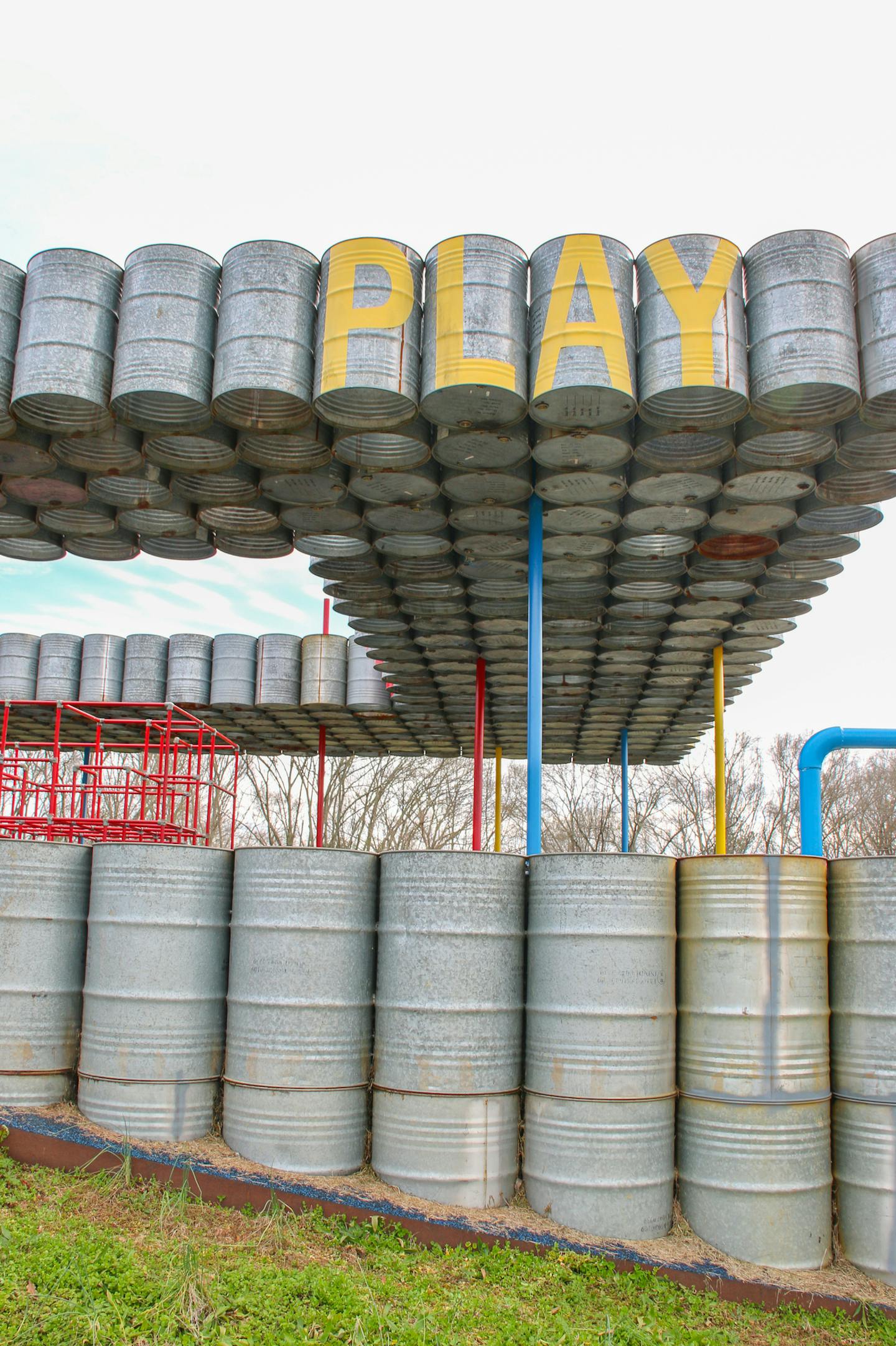 The playground at Lion's Park in Greensboro, Ala., was built with tin barrels that once held mint oil. Photo by Jillian Banner, special to the Star Tribune