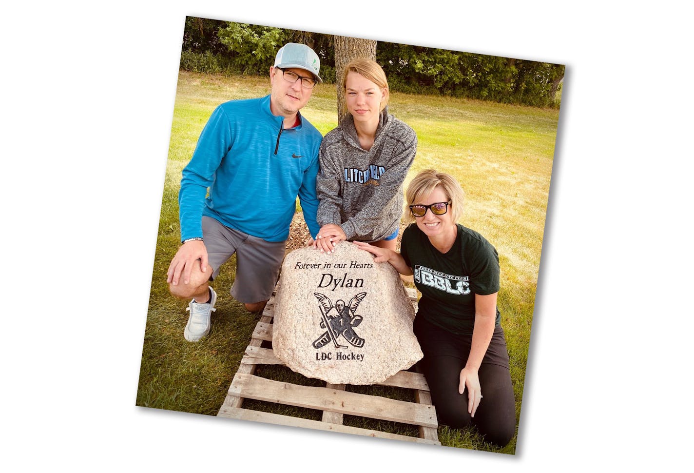 Falling Family photo Honoring Dylan: Father Dustin, mother Michelle and sister Morgan, who will be a freshman at Litchfield this fall.