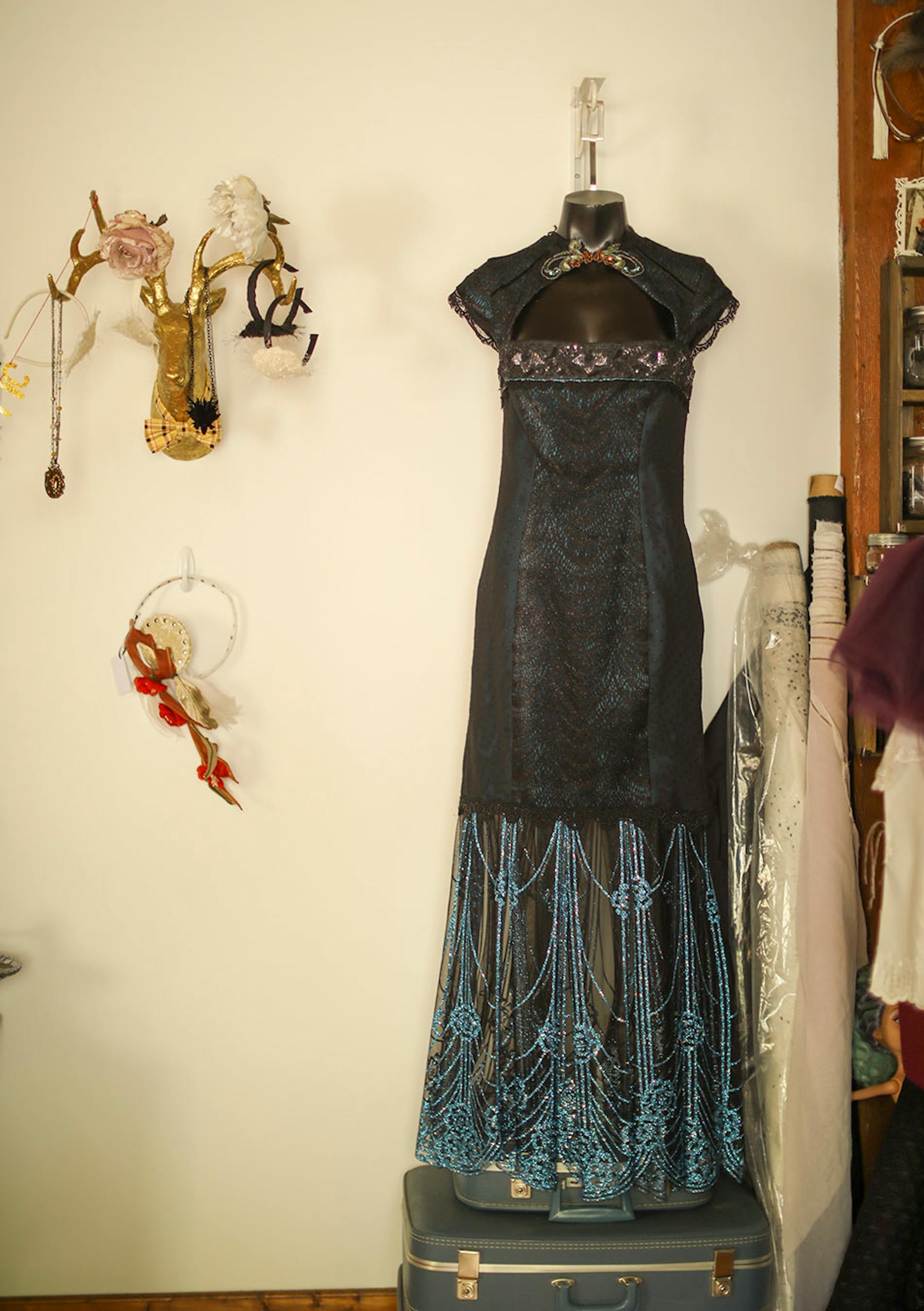 A dress by Minneapolis designer Samantha Rei on display in her Minneapolis studio.