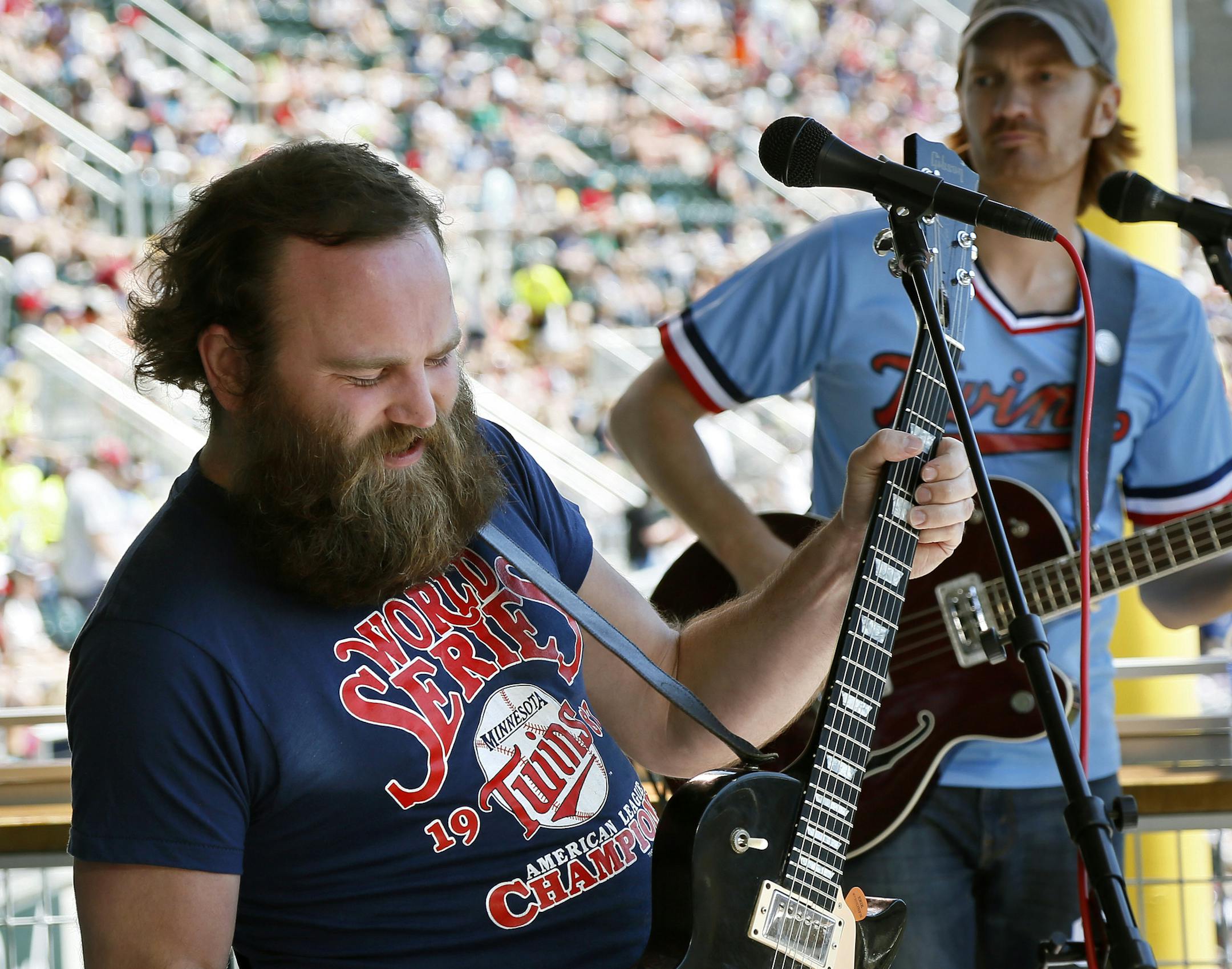 The Twins are featuring local bands in a big way this season. Here, 4onthefloor performs from the 3rd deck during the Twins White Sox game Wednesday afternoon. ] Minnesota Twins -vs- Chicago White Sox - Target Field BRIAN PETERSON â€¢ brianp@startribune.com Minneapolis, MN - 05/15/2013