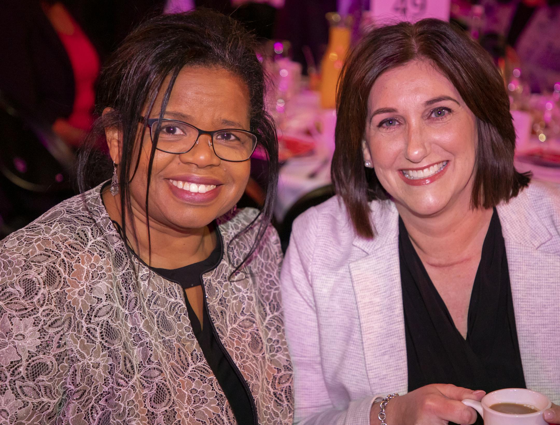 Cheryl Willis and Christina Teeter at the 2020 Dr. Martin Luther King Jr. Holiday Breakfast. [ Special to Star Tribune, photo by Matt Blewett, Matte B Photography, matt@mattebphoto.com, 2020 Dr. Martin Luther King Jr. Holiday Breakfast, The Armory, Minneapolis, Minnesota, SAXO 1010220594 FACE012620
