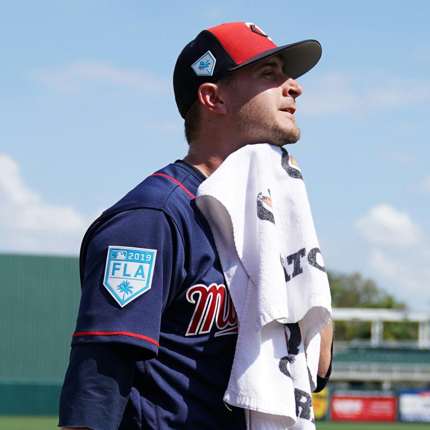 Minnesota Twins pitcher Jake Odorizzi (12) walked with catcher Mitch Garver (18) for live batting practice Tuesday.] ANTHONY SOUFFLE &#x2022; anthony.souffle@startribune.com Spring Training continued for the Minnesota Twins Tuesday, Feb. 19, 2019 at The CenturyLink Sports Complex and Hammond Stadium in Fort Myers, Fla.