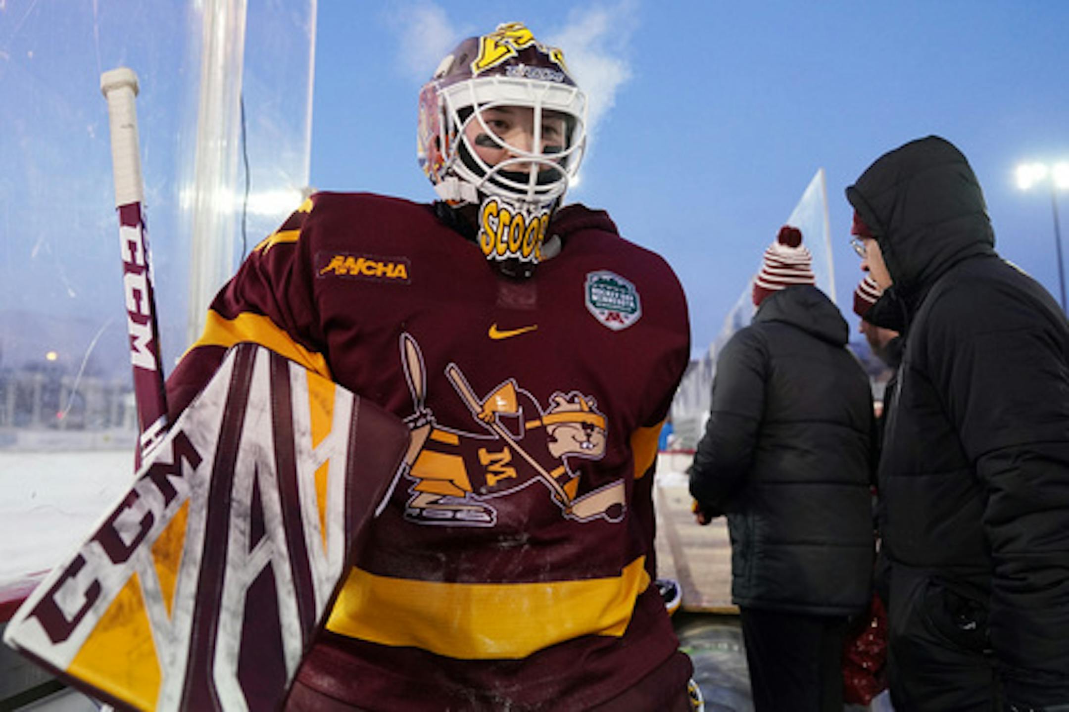 Minnesota goaltender Sydney Scobee (37) walked off the ice at the end of the first period. ] ANTHONY SOUFFLE • anthony.souffle@startribune.com