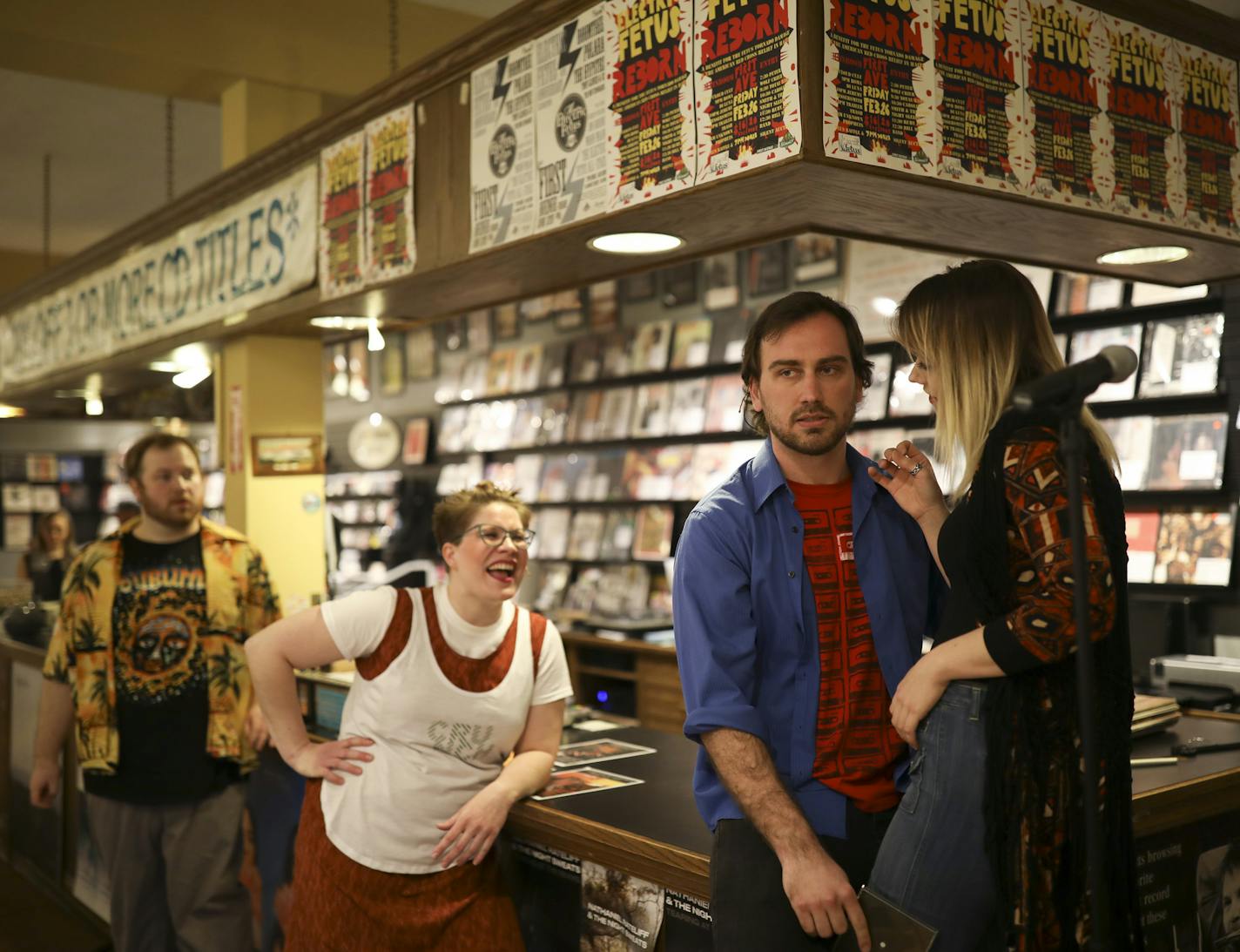 Taras Wybaczynsky as Rob, in a scene with Zarah Nesser a Marie in "High Fidelity." With them at left are Cameron Reeves as Barry and Dorothy Owen as Marie. ] JEFF WHEELER &#xef; jeff.wheeler@startribune.com For its last show of the 2017-18 season, Minneapolis Musical Theatre is staging the pop-rock musical "High Fidelity," based on 1995 Nick Hornby novel and the 2000 Touchstone film starring John Cusack and Jack Black. The show's area premiere, about an idiosyncratic record store owner and his f