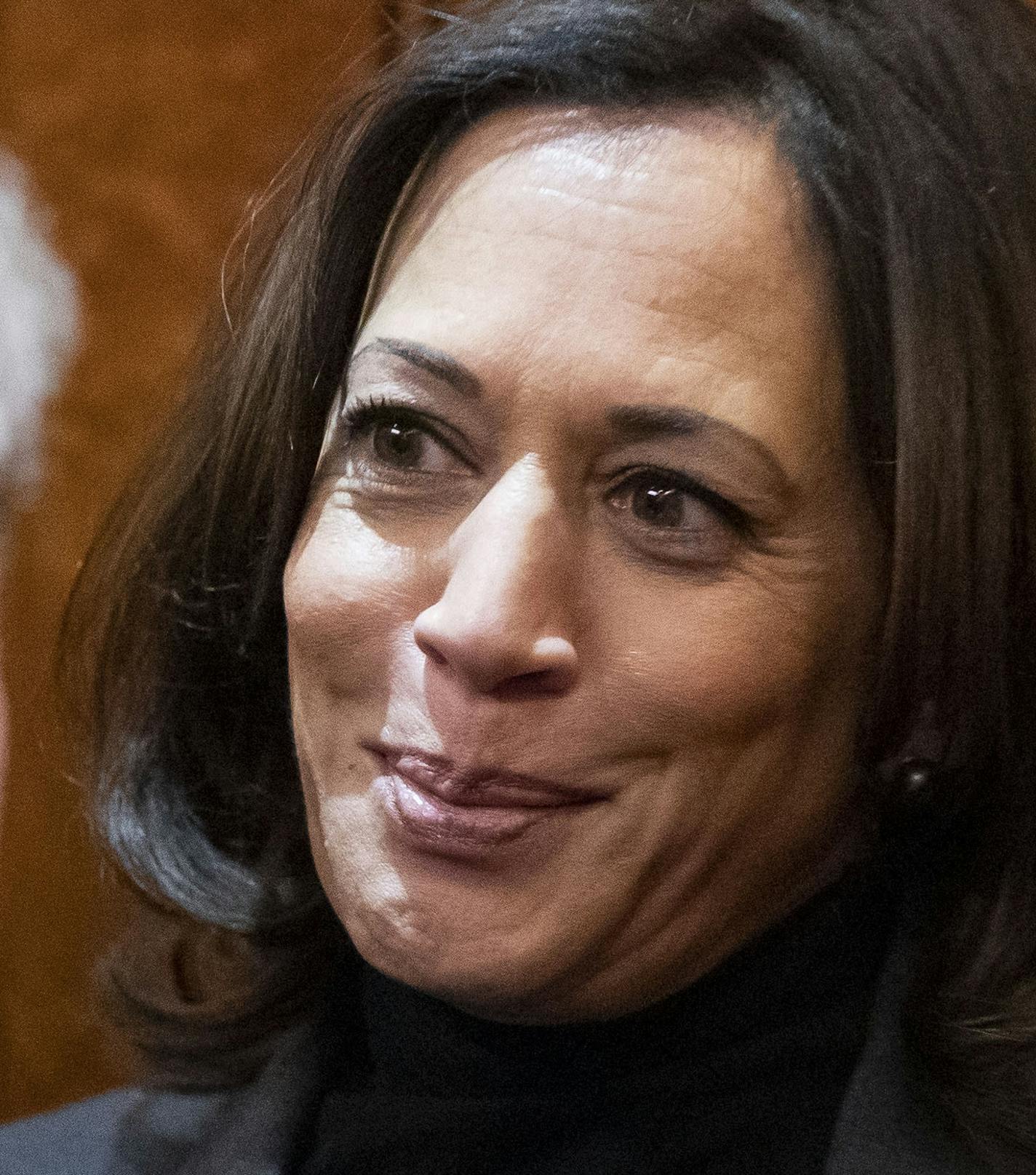 Sen. Kamala Harris, D-Calif., stands in an elevator on Capitol Hill, Tuesday, Feb. 4, 2020 in Washington. (AP Photo/Alex Brandon)