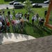 The 51 Spring Lake Park juniors and seniors who worked on the house at 8927 Pierce St. in Blaine gathered Wednesday on the lawn with families, friends