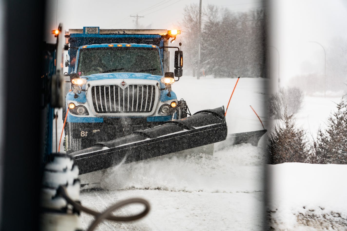 Plows often operating in teams to effectively clear county roads. ] MARK VANCLEAVE &#xa5; Ramsey County snow plow operators will hit the streets as a large system dumped several inches of snow across the Twin Cities metro Wednesday, Feb. 20, 2019.