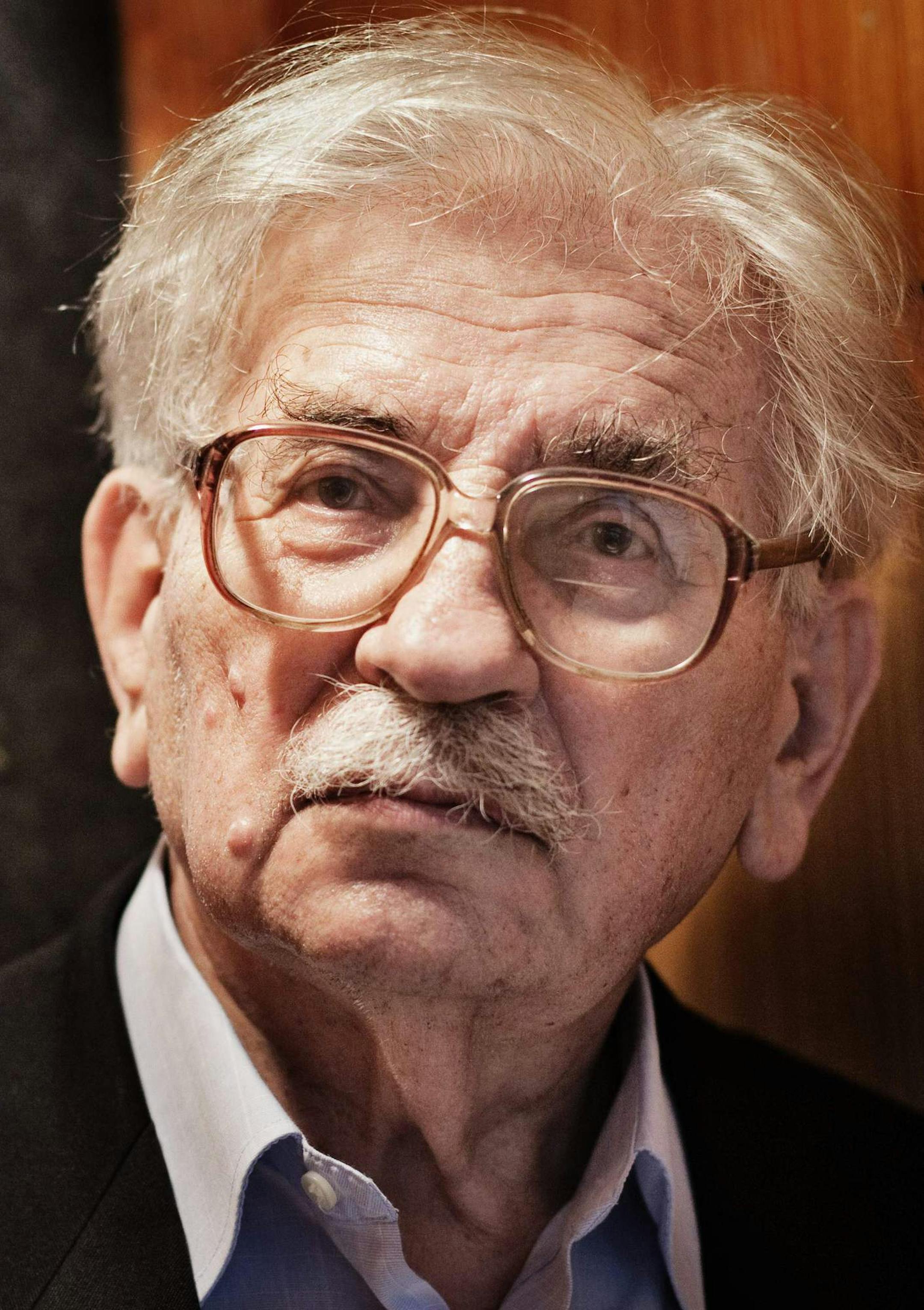 FILE - In this Feb. 7, 2011 file photo Czech writer and journalist Ludvik Vaculik is pictured in his apartment in Prague, Czech Republic. Vaculik died at the age of 88 on Saturday, June 6, 2015. He was author of Two Thousand Words manifesto in 1968 and Charter 77 signatory. (Josef Horazny/CTK via AP, File) SLOVAKIA OUT