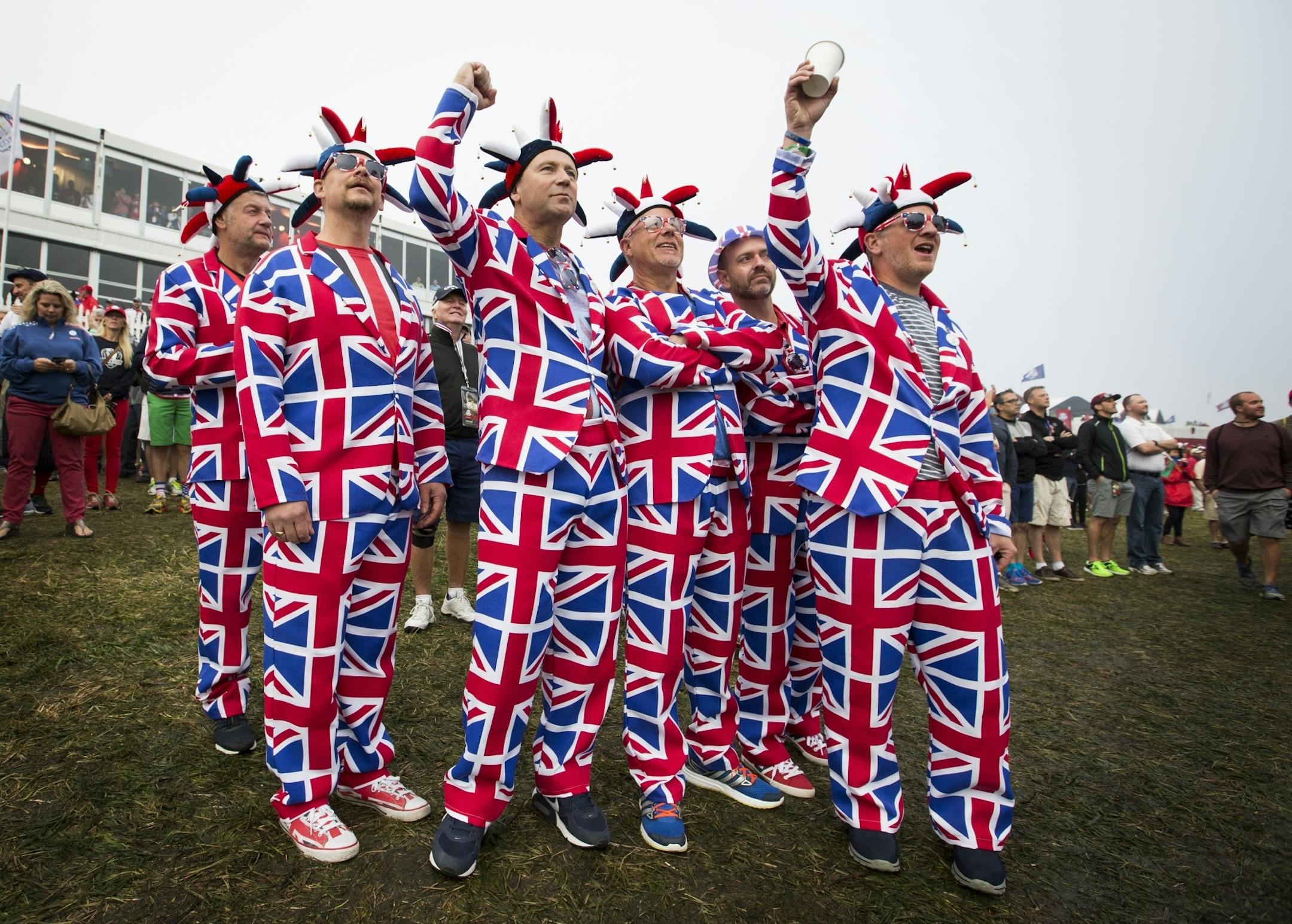 A group of British fans from Leicester, England cheer for Europe.