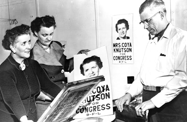 November 4, 1954 Campaign posters were produced by Family and Friends Coya works with Alice Lindquist, secretary, and Andy Marty Nordstrom, Minneapoli