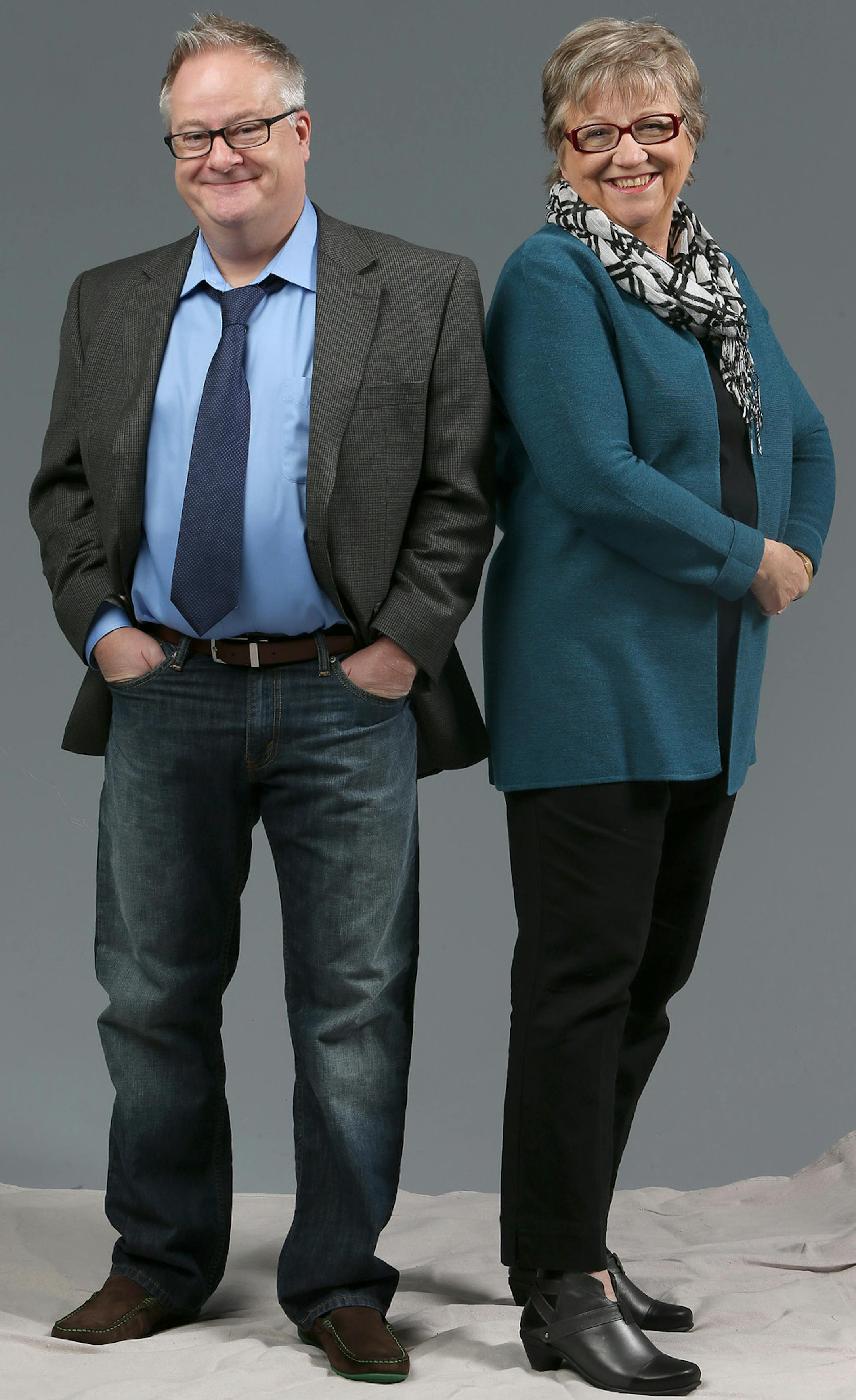 Michael Maupin and Lee Ann Wahi after their makeover, Monday, October 21, 2013. In a fashion world that constantly speaks to youth, deciding what to wear to the office can be a daunting. According to image consultants in the Twin Cities, clothes play a bigger part in the working world than one might think. Since 85 percent of communication is nonverbal, you want your clothes to send the right message about you at work. What do your business clothes say about you? (ELIZABETH FLORES/STAR TRIBUNE)