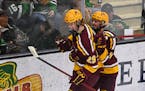 November 27, 2021 A NCAA men's hockey game between the Minnesota Gophers and the University of North Dakota Fighting Hawks at Ralph Engelstad Arena in