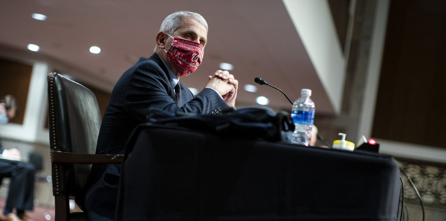 Director of the National Institute of Allergy and Infectious Diseases Dr. Anthony Fauci listens during a Senate Health, Education, Labor and Pensions Committee hearing on Capitol Hill in Washington, Tuesday, June 30, 2020. (Al Drago/Pool via AP)