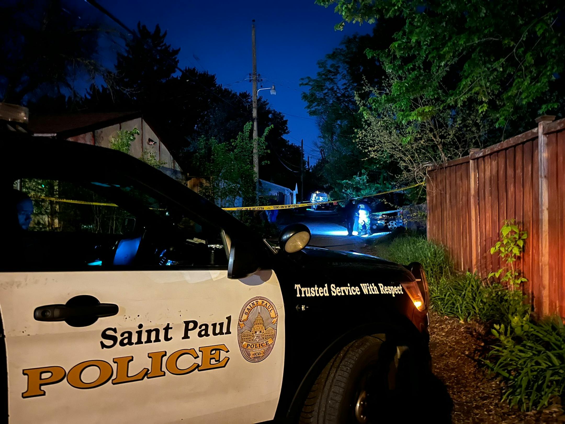 St. Paul police canvassed the scene of a shooting on the 600 block of Arlington Avenue E.