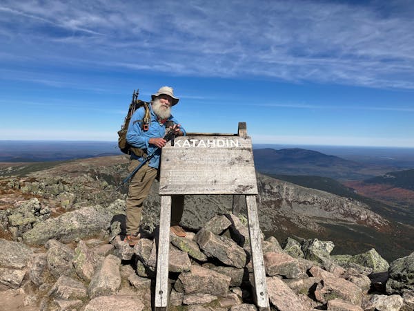 Cory Kolodji, 65 of Hibbing, at the end of his hike of the Appalachian Trail.