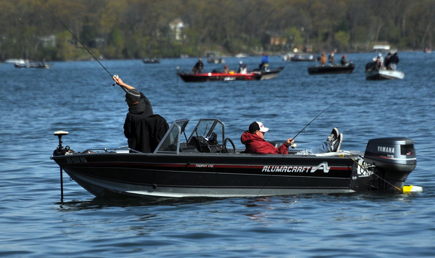 These fishermen were working the waters near Pine Point.on Leech Lake.