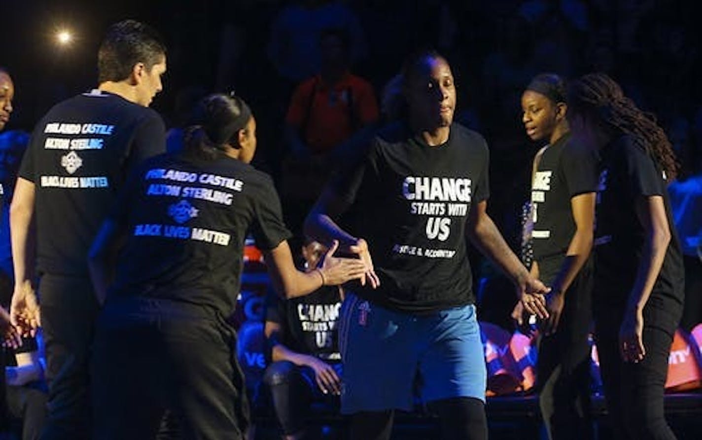 The Lynx wore these shirts in 2016 after Philando Castile of St. Paul was killed by a suburban police officer during a traffic stop.