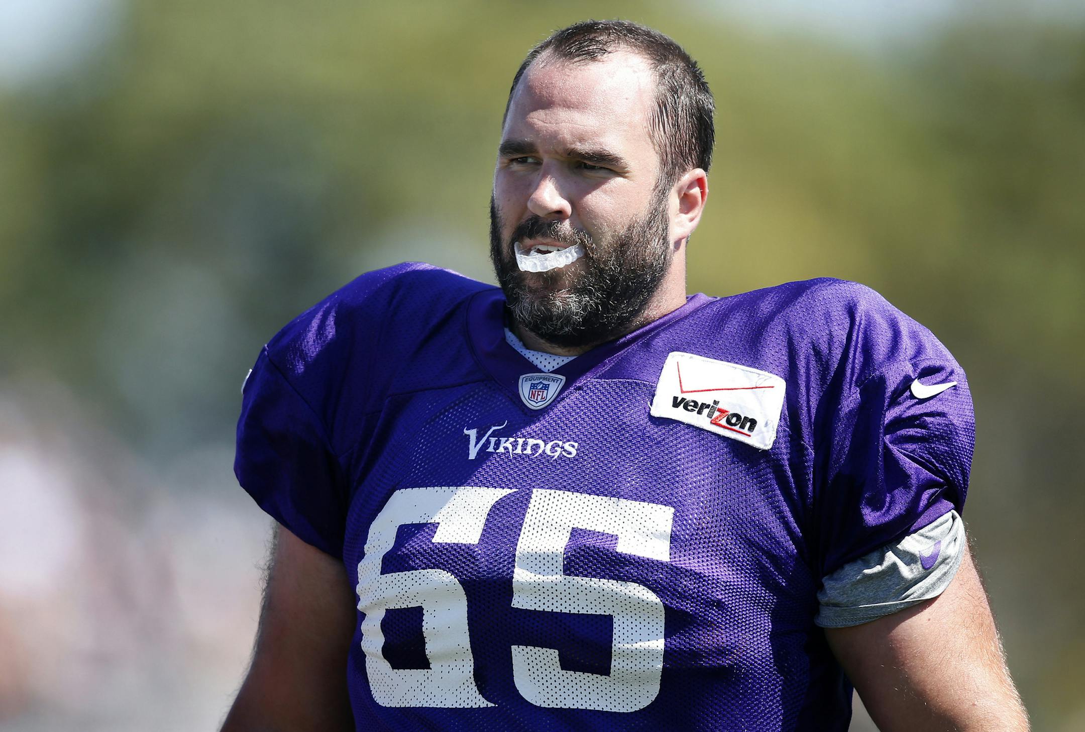 Minnesota Vikings John Sullivan (65). ] CARLOS GONZALEZ cgonzalez@startribune.com - July 31, 2015, Mankato, MN, NFL, Minnesota Vikings Training Camp, Minnesota State University, Mankato, ORG XMIT: MIN1508042049392186