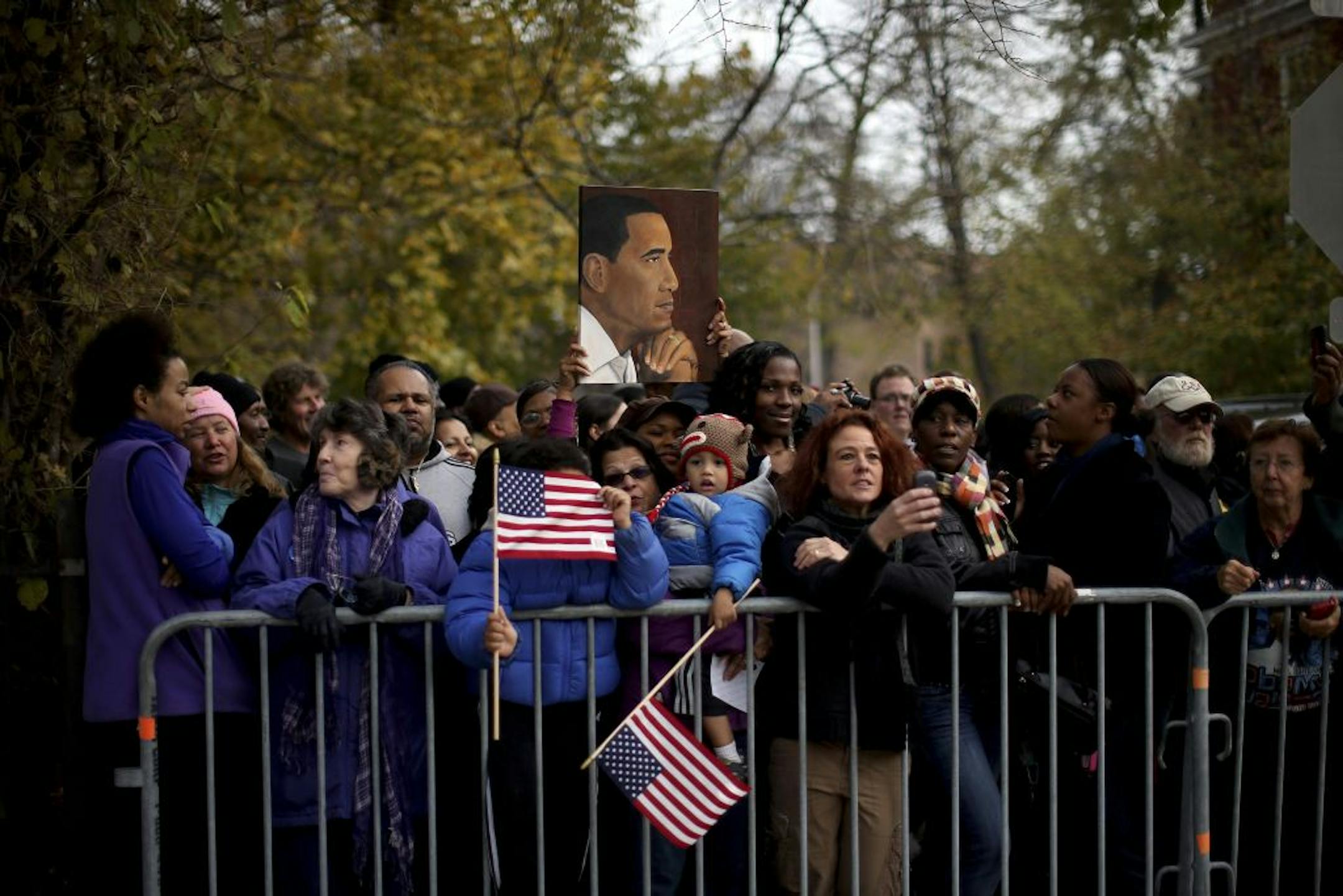 Supporters on Wednesday waited for President Obama and the first family to leave their home in Chicago. For many residents, it was a day to celebrate. Many of them had worked as poll judges or volunteered for the campaign, making phone calls, registering voters and knocking on doors. "I was crying with happiness," said one supporter.