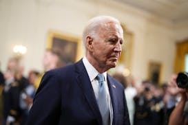 President Joe Biden departs a Medal of Honor ceremony at the White House on July 3.