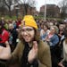 Alex Bartiromo and fellow Macalester students held a rally Thursday to support a union for adjuncts.