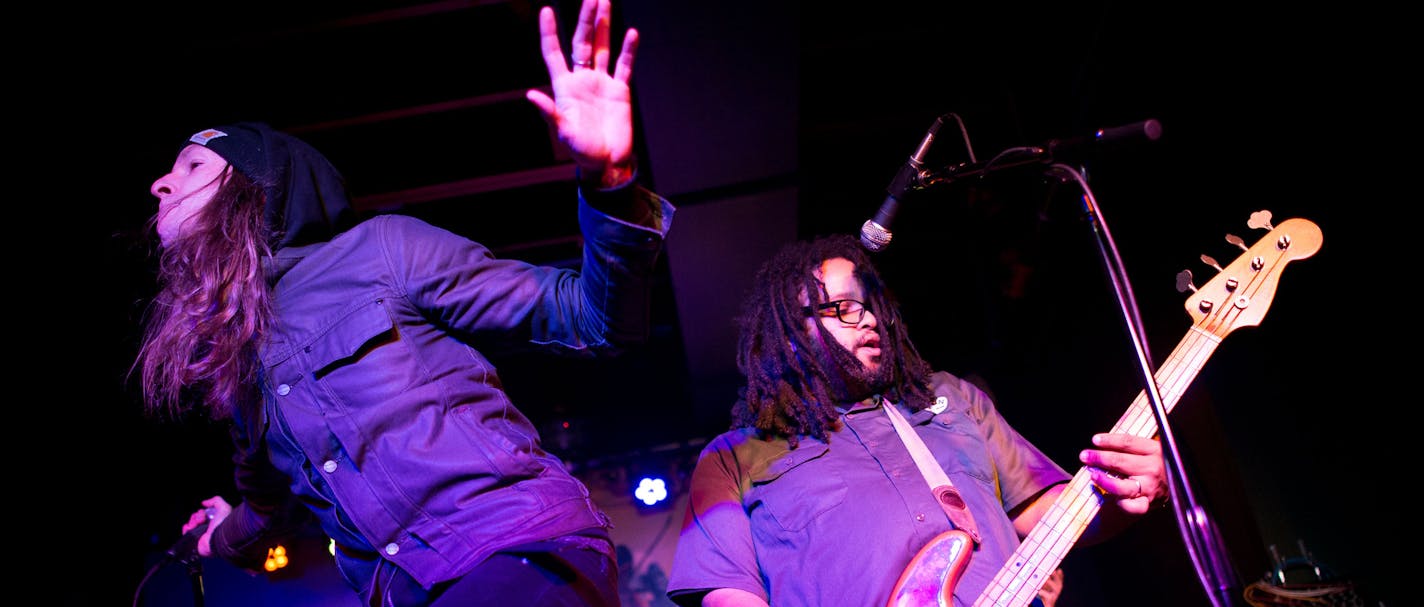 Appetite for Zaccardi vocalist Reed Wilkerson, left, and bassist Tony Zaccardi perform the Turf Club early Saturday morning. ] AARON LAVINSKY &#x2022; aaron.lavinsky@startribune.com Appetite for Zaccardi, a tribute band to Guns N' Roses (whose biggest album was "Appetite for Destruction") performs at The Turf Club on Saturday, Nov. 29. 2014 in St. Paul. The band was photographed as part of a story about the proliferation of cover bands.