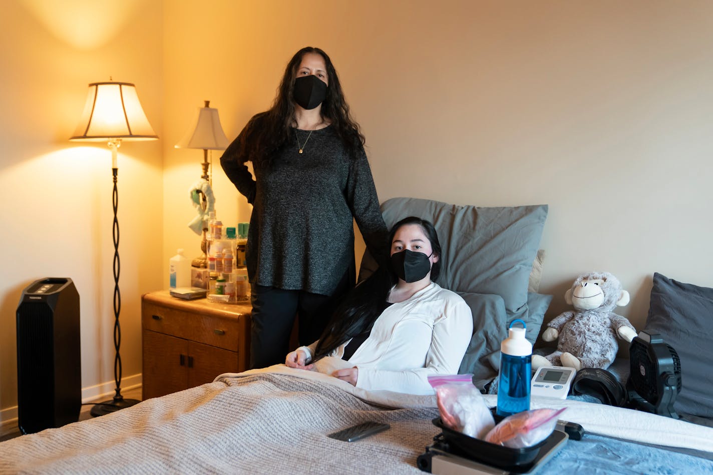 Paris Dolfman, right, with her mother, Alicia Martinez, at their home in Roswell, Ga., on March 12, 2024.