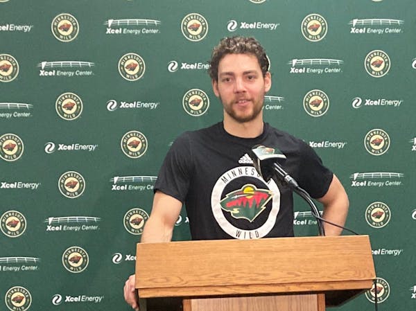 Tyson Jost talked to reporters after the Wild’s morning skate Wednesday at Xcel Energy Center.