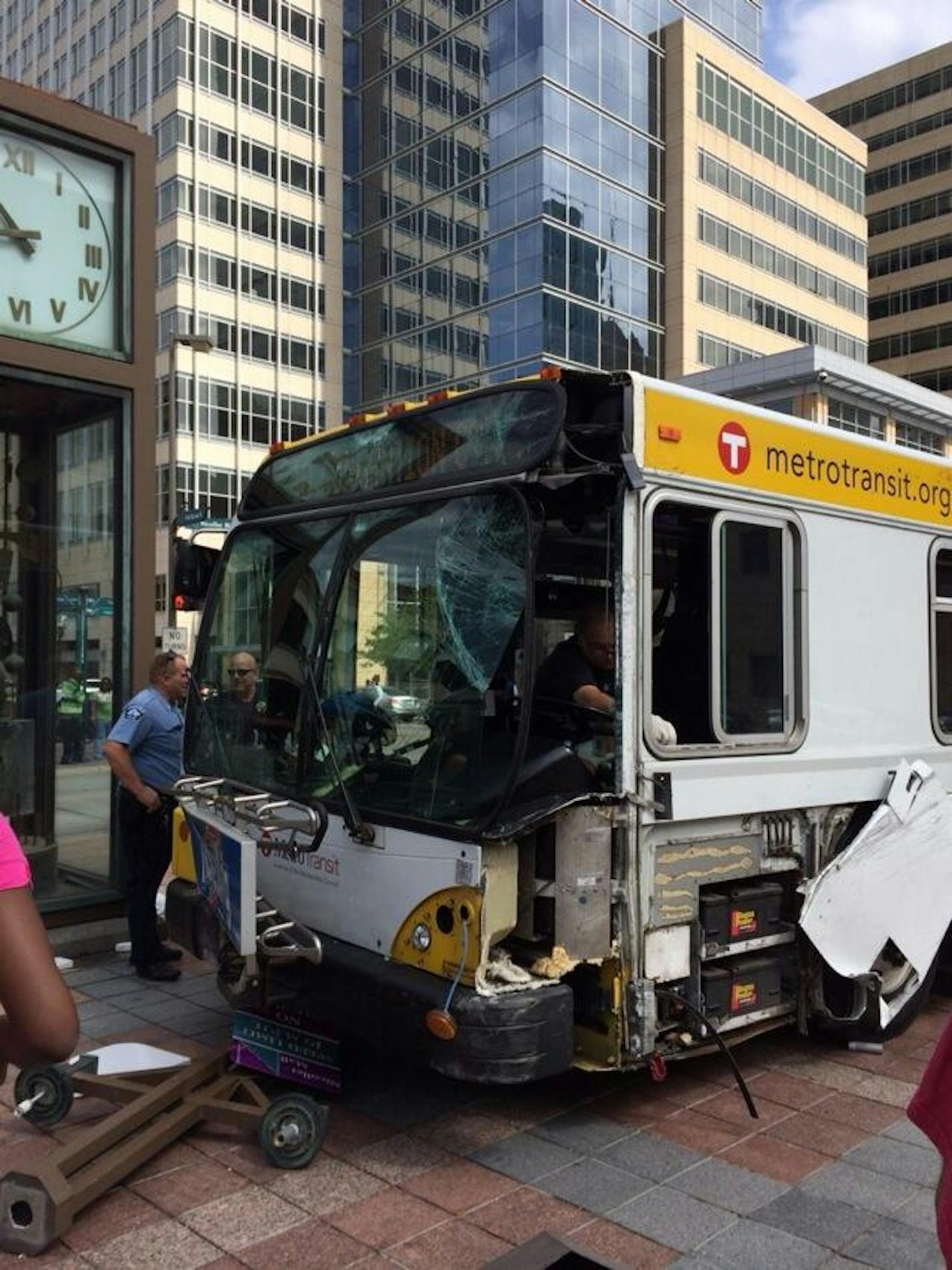 This bus crashed Friday morning on Nicollet Mall.