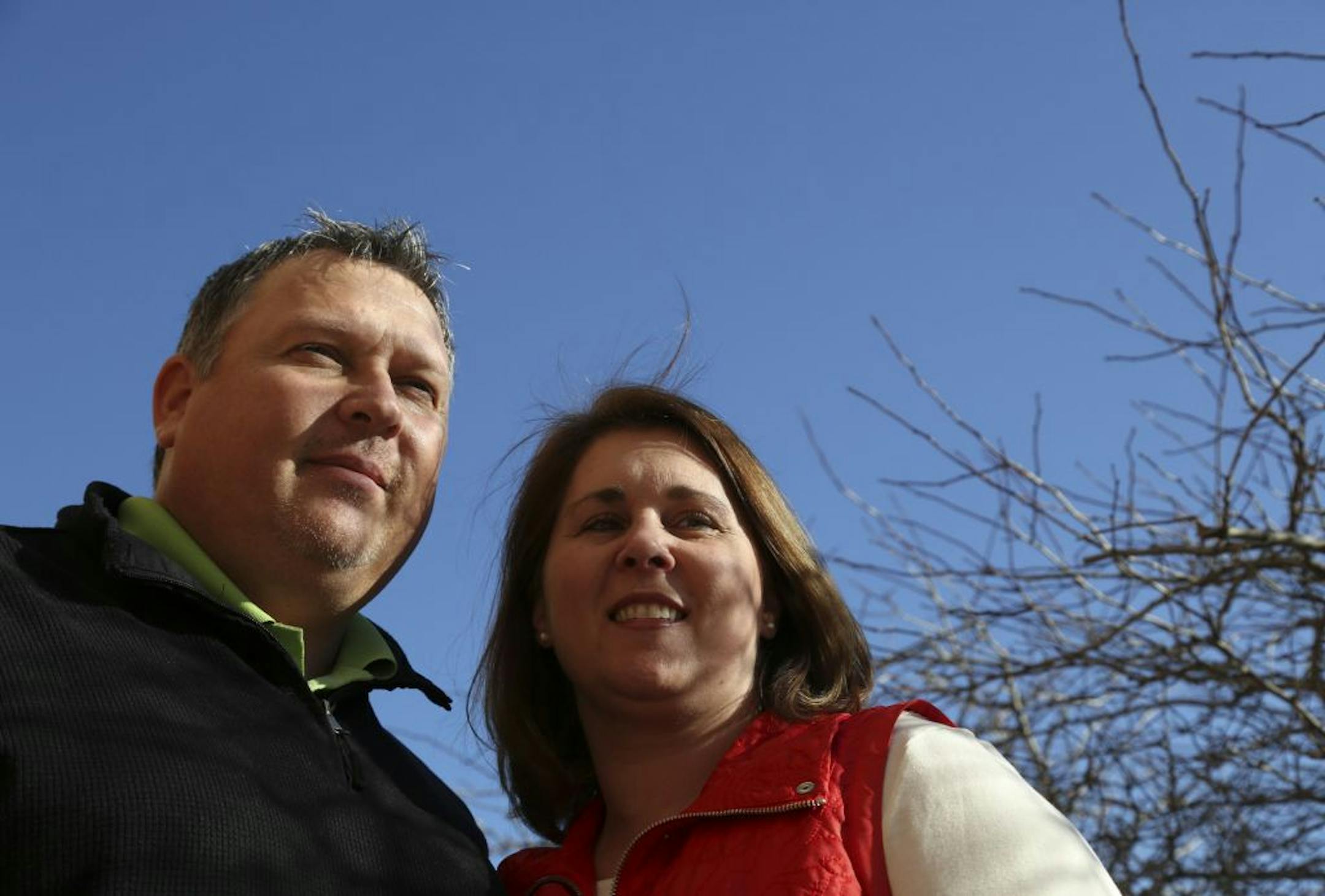 Ed and Debbie Witschen stood together as she took a break from work in Roseville. The Witschens will host a fundraising walk for St. Jude Children's Research Hospital Saturday in honor of their son Dylan.