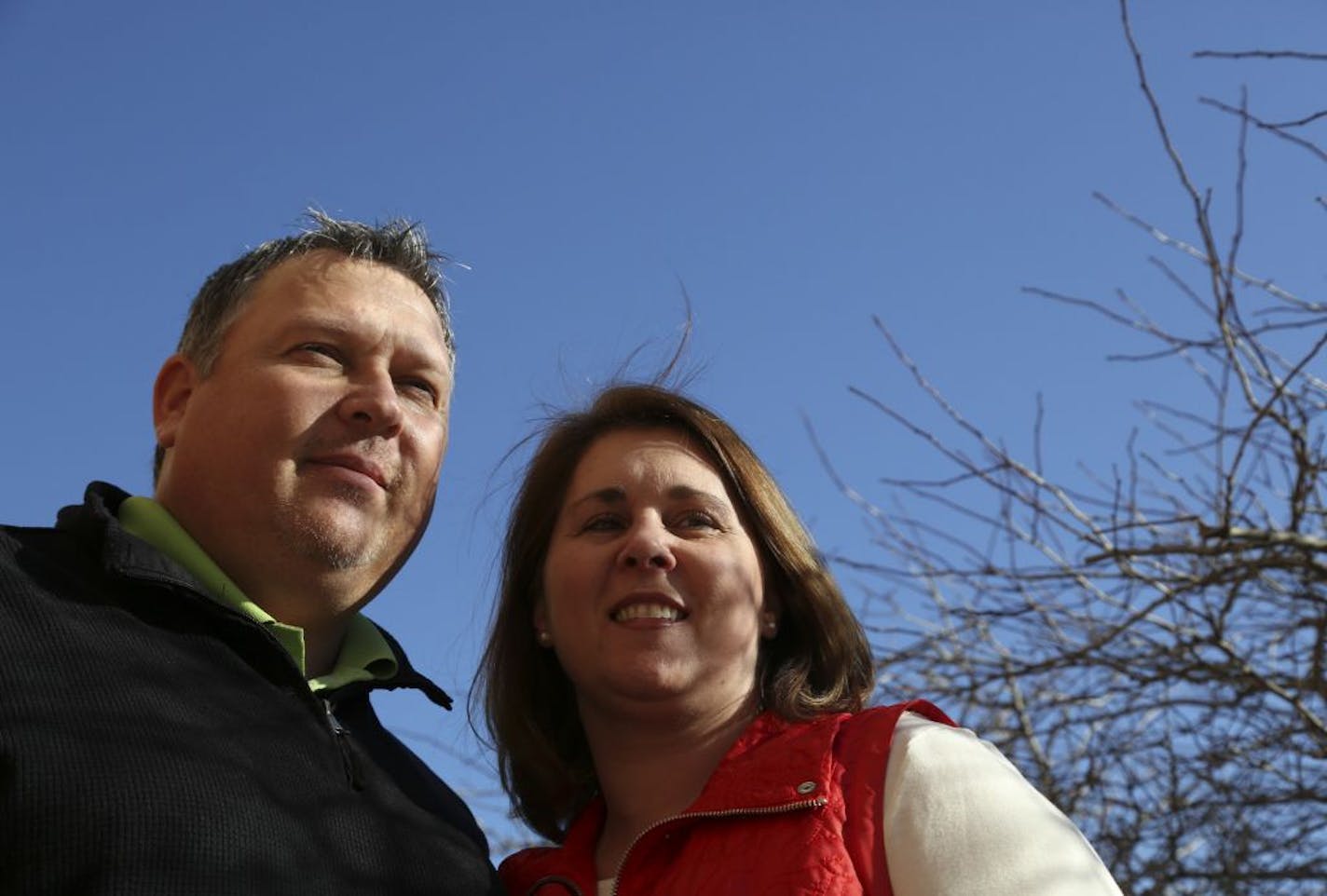 Ed and Debbie Witschen stood together as she took a break from work in Roseville. The Witschens will host a fundraising walk for St. Jude Children's Research Hospital Saturday in honor of their son Dylan.