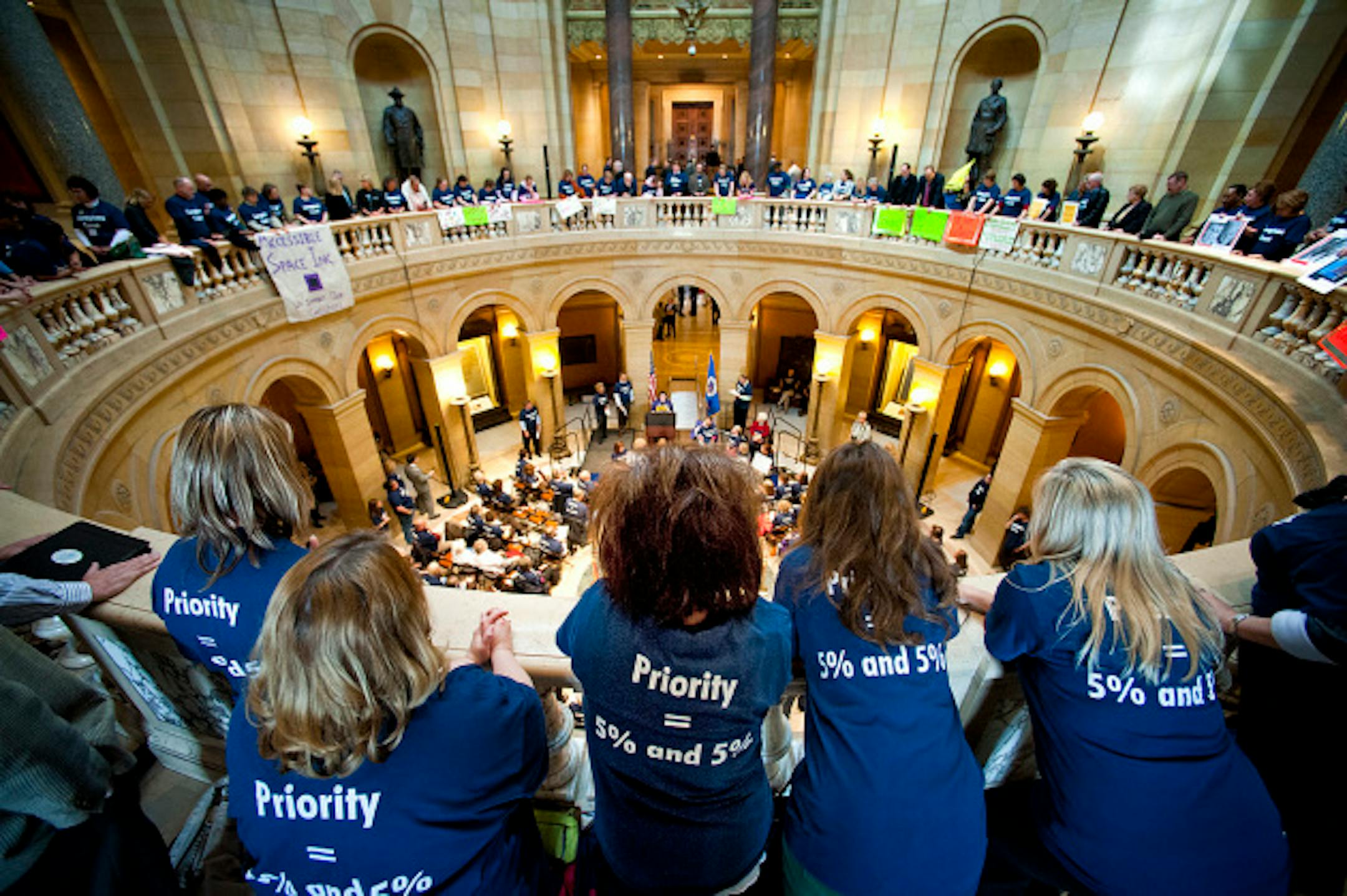 Long-term caregivers rallied at the Capitol Thursday, May 2, 2013 to ask legislators to increase long term care funding to make sure adult services are available and caregivers are paid a fair wage.     ]   GLEN STUBBE * gstubbe@startribune.com