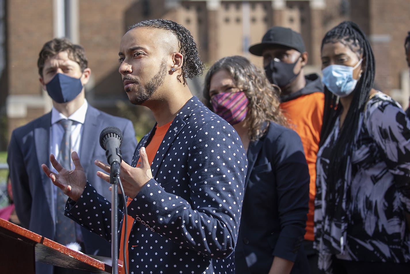 Council Member Phillipe Cunningham introduced the new MinneapolUS Strategic Outreach Initiative during a press conference at the Pillsbury United Communities Center, Tuesday, October 13, 2020 in Minneapolis, MN. ] ELIZABETH FLORES • liz.flores@startribune.com